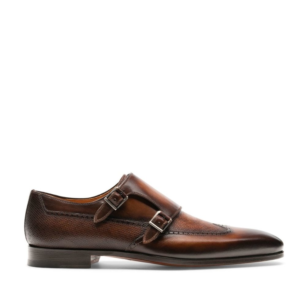 Bashwood  Handmade Brown Shaded Leather Double Monk Shoes